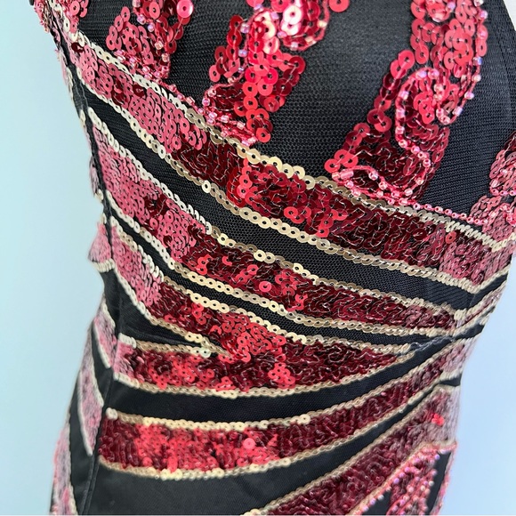 Red and Black Gatsby 1920s Style Sequined Gown Size Small - Picture 12 of 16
